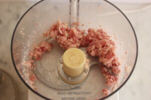 Pancetta in food processor finely ground
