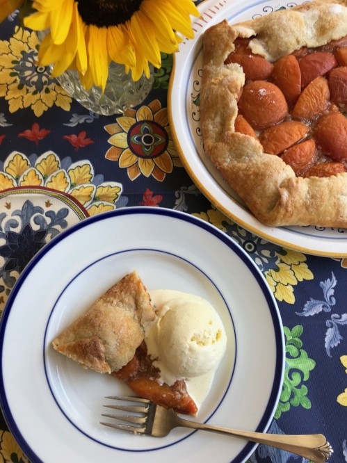apricot galette on a serving dish
