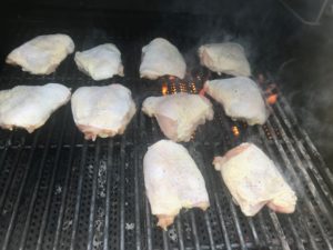 chicken on grill skin side up