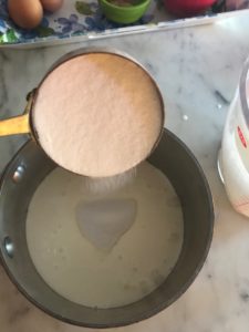 cream and sugar in a saucepan