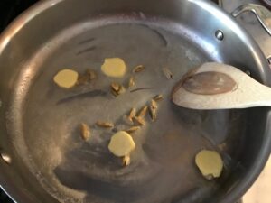 heating the butter in a saute pan