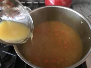 Adding the orange zest and juice
