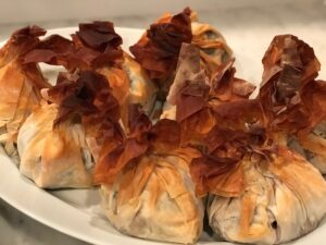 filo wrapped filets on a serving plate