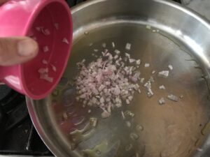 sauteing the shallots