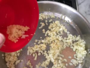garlic being sauteed