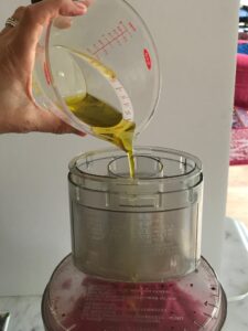 drizzling in the olive oil