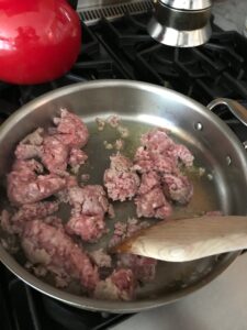 sauteing the sausage
