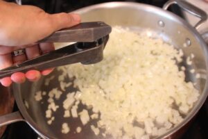 sauteing the onion