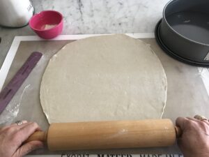 rolling out the puff pastry